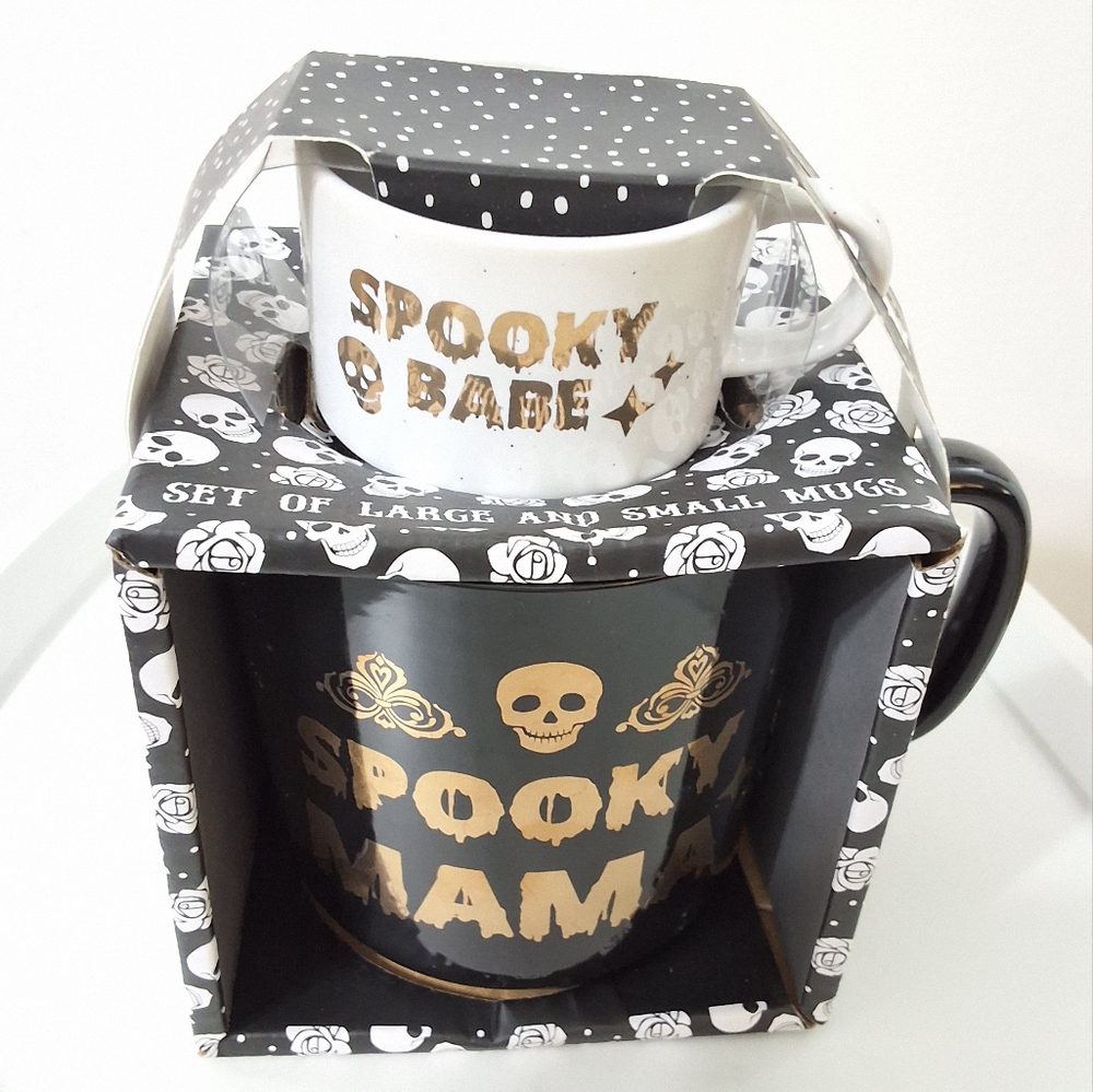 Spooky Mama & Spooky Babe Mug Set | Large & Small Halloween Coffee Cups Mugs